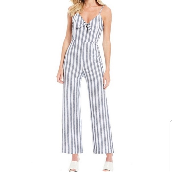 Sanctuary Pants - Sanctuary Striped White Gray Tie Jumpsuit Sz 0